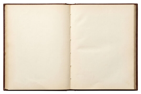Open Vintage Book with Blank Aged Pages