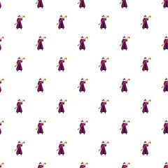 Fototapeta premium Fantasy wizards in purple robes casting magic with staffs in a repeating pattern