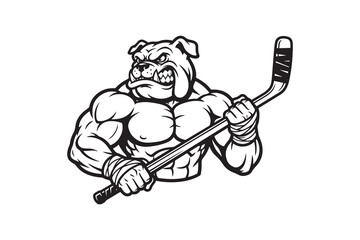 Naklejka premium Bulldog Hockey Mascot Vector