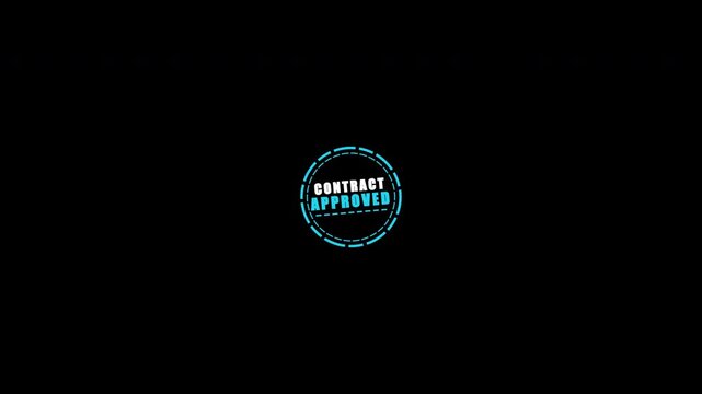 Blue contract approved stencil stamp with double ring on transparent background alpha channel