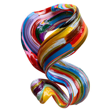 Colorful paint splashes, vibrant liquid waves, multicolored swirl design, abstract art fluid dynamics, rainbow stroke, glossy texture, creative background, isolated on white