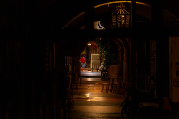 Fototapeta premium Warmly Lit Historic Arcade in Dadaocheng Taipei