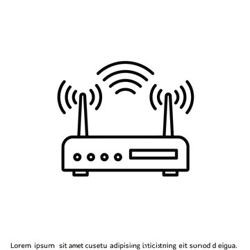 Wireless router icon with signal waves for internet connection and network.