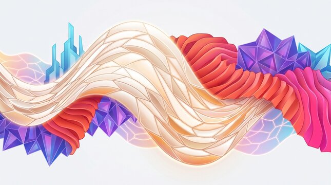 Dynamic geometric shapes morphing through colorful three dimensional space with abstract patterns