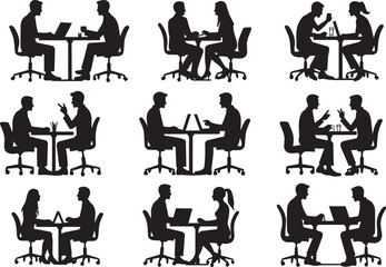 Fototapeta premium Colleagues working together in office environment during professional business meetings set