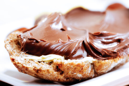 Slice of bread with hazelnut cream