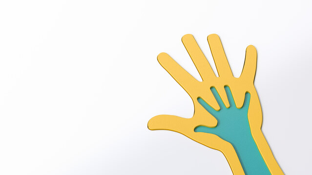 Yellow hand and integrated blue hand