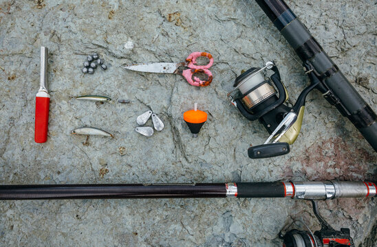 Fshing equipment on rock