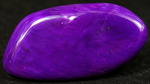Polished Sugilite Stone Macro with Vivid Violet Purple Color and Minimal Black Inclusions