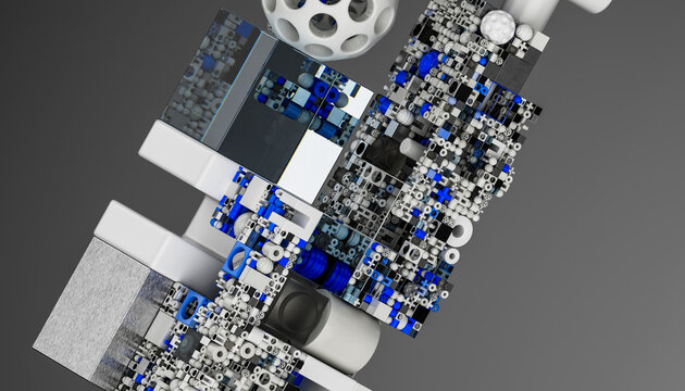 3D Blue Mechanical Grid