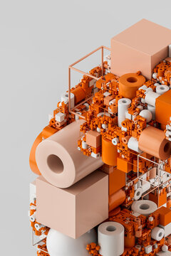 3D Orange Spatial Composition