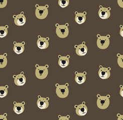 Obraz premium Cute brown bear seamless pattern for nursery decor and kids textile design