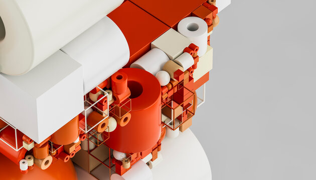 3D Orange Geometric Mass