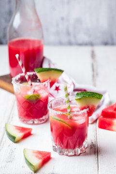 Glasses of Melon Margarita with watermelon juice