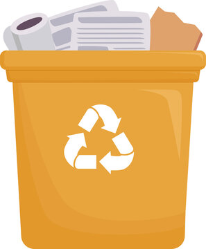 Separate bins for paper and cardboard waste illustration design.
