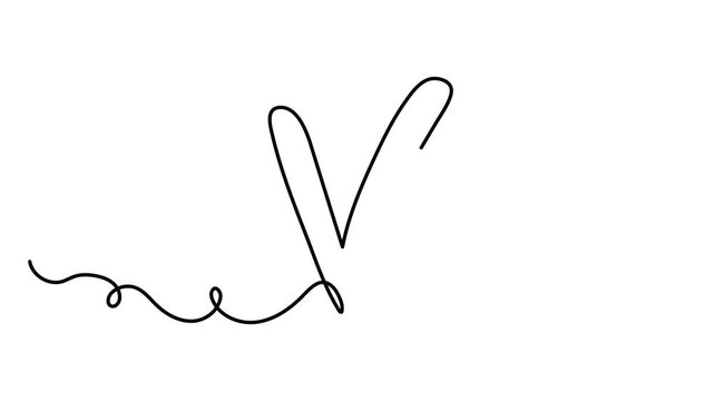 Check mark hand drawn continuous contour one line art animation, done correct choice otion, vote approved continuous contour decorative success approval positive agree movie. 4k self-drawing video