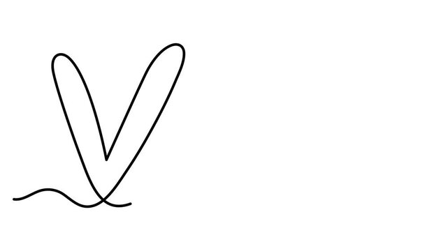 Check mark hand drawn continuous contour one line art animation, done correct choice otion, vote approved continuous contour decorative success approval positive agree movie. 4k self-drawing video