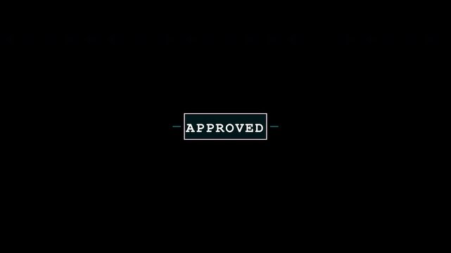 Cyberpunk glitch approved stamp animation isolated on transparent background for video overlay