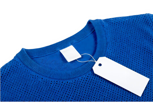 Bright Blue Knit Sweater With Care Tag transparent background