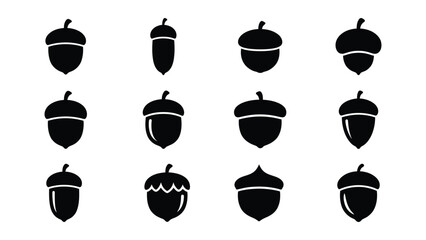 Black acorn icons in various styles © MdAshfakurRahman