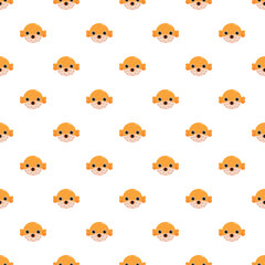 Obraz premium Puffer fish cartoon characters creating a vibrant aquatic seamless pattern