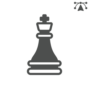King solid icon, chess game concept. Vector graphics. Final control, chess piece sign and editable stroke, glyph style icon for mobile or web design.