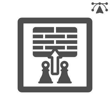 Chess impasse solid icon, chess game concept. Vector graphics. Blocked moves sign and editable stroke, glyph style icon for mobile or web design.