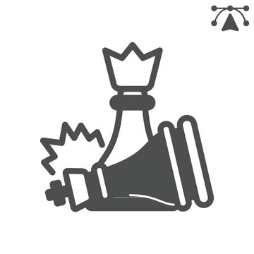 Chess checkmate solid icon, chess game concept. Vector graphics. Game over sign and editable stroke, glyph style icon for mobile or web design.