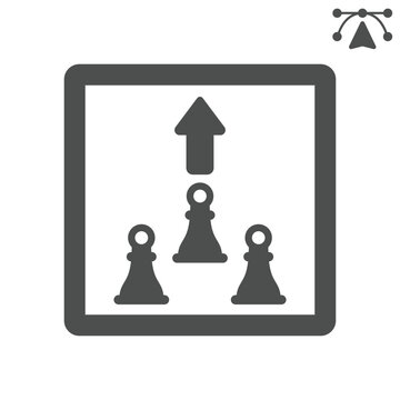 Chess opening solid icon, chess game concept. Vector graphics. Strategic move, first step sign and editable stroke, glyph style icon for mobile or web design.
