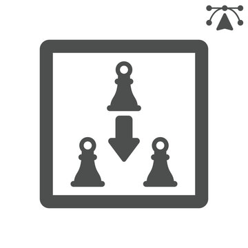 Chess move solid icon, chess game concept. Vector graphics. Movement of a piece, chessboard sign and editable stroke, glyph style icon for mobile or web design.