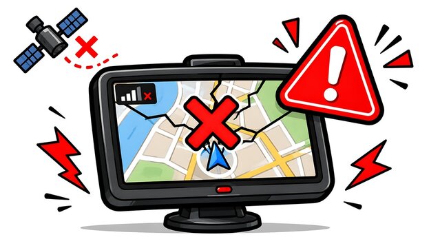 GPS Navigation System Failure Concept Illustration