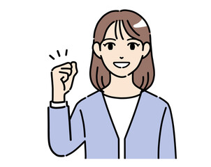 Fototapeta premium ガッツポーズをするオフィスカジュアル姿の若い女性のイラスト