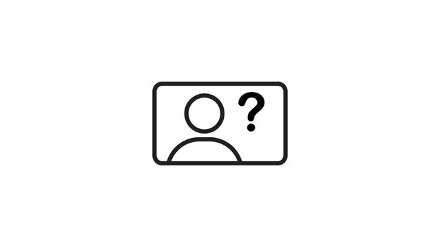 Unknown person silhouette with question mark inside rectangular frame for profile image