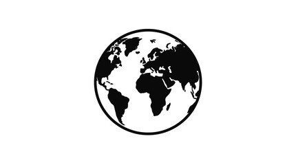 Fototapeta premium Black and white earth globe map icon.