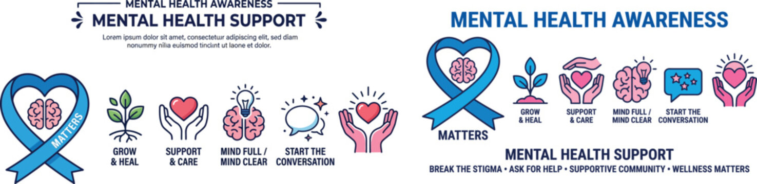 Mental Health Awareness and Support Creative Vector Illustration