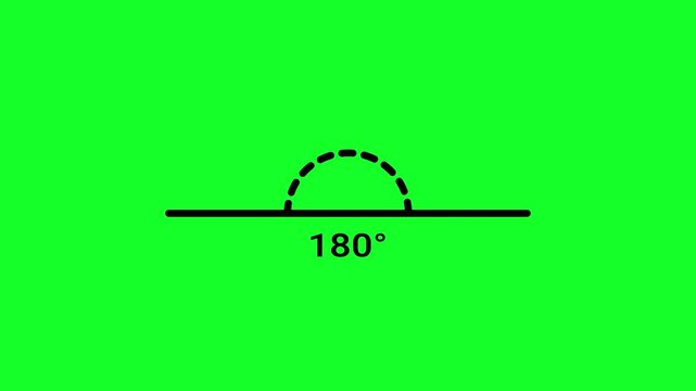 Minimal 180 Degree Angle Animation, math school greenscreen animation. 4K video