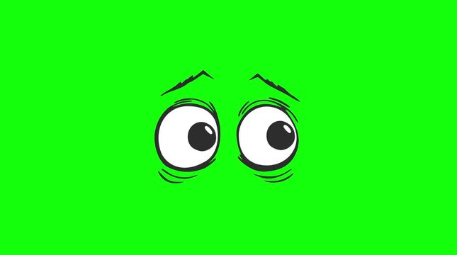Worried Big Eyes Looking Side To Side Animated Graphic Green Screen Chroma Key Background Overlay
