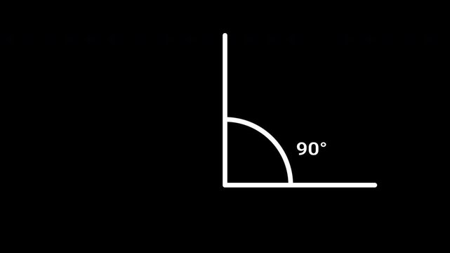 180, 90 and 45 degrees animation. white line on black background, Perfect for Tutorials, STEM Education, and Scientific Visual Explanations. 4K video
