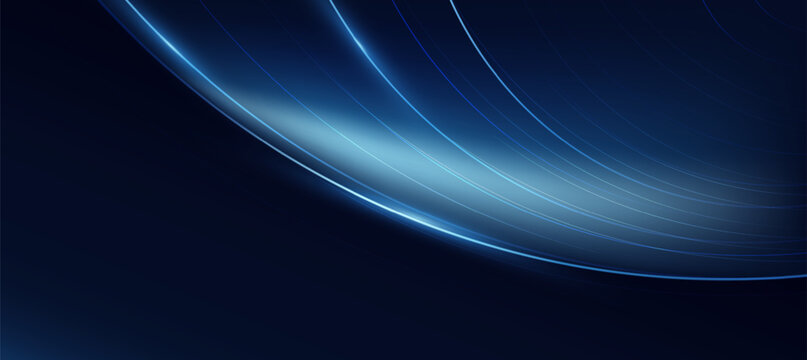 Abstract Blue Wave Background with Glowing Curved Lines