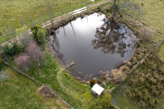 Farm Dam and Jetty in Rural Australia in spring