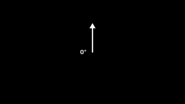 180 Degree Straight Angle Teaching Animation, White line Black Background,simple angle concept animation. 4K video