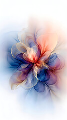 Fototapeta premium Ethereal Abstract Flower in Calming Coral and Navy Blue Rhythms