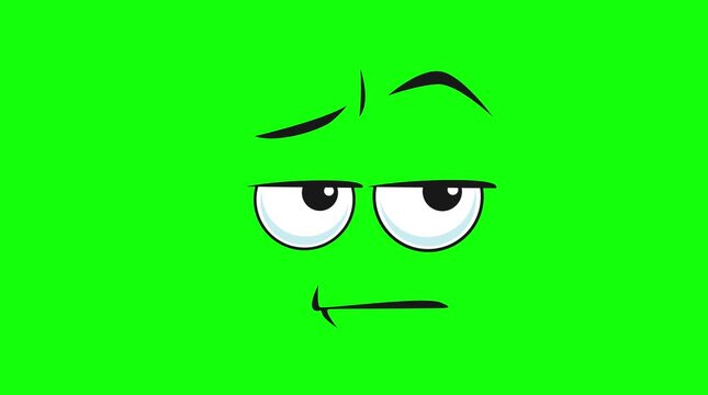 Smirking Smug Cartoon Face Eyes Eyebrows Blinking Animated Graphic Green Screen Background Overlay