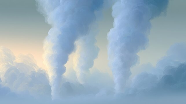 Group of clouds in a light blue sky. the clouds are white and fluffy, and they appear to be floating in the air.
