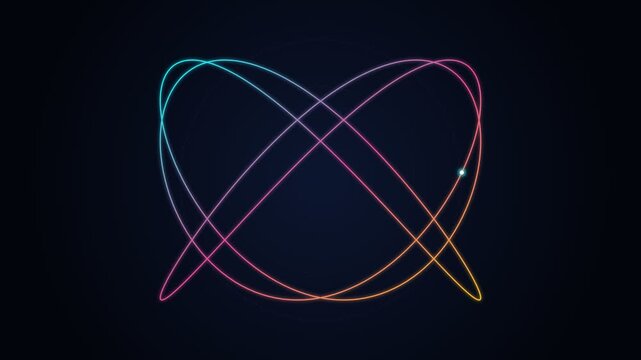 Glowing Neon Lissajous Harmonic Curve Oscillating in Deep Space Quantum Mathematics 4K
