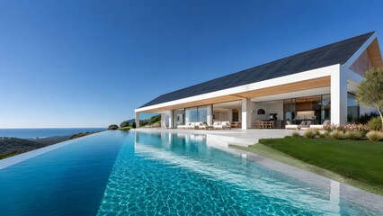Fototapeta premium Contemporary Seaside House with Infinity Swimming Pool