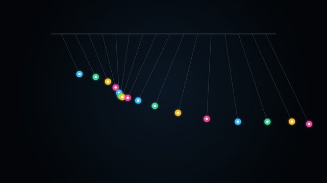 Harmonic Pendulum Wave Array Oscillating in Synchronized Phase Transitions 4K