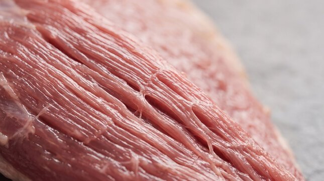 Macro detail of raw poultry meat fibers