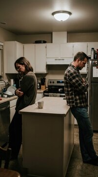 Marital union dissolution: family quarrel, deep conflict, impending divorce, harsh breakup, emotional rupture, couple split, child trauma, serious sorrow.