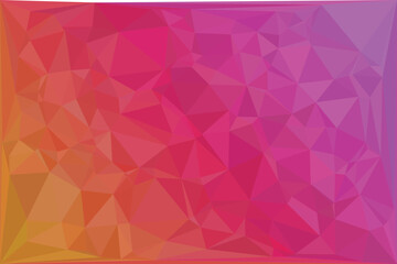 Obraz premium Low poly geometric background, with gradient transitions, from orange to, pink and purple, isolated on a, white background.eps